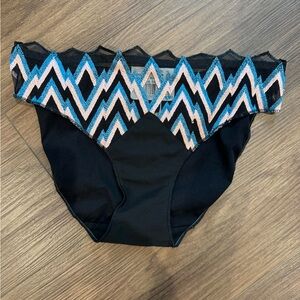 NWT Louisa Braco Women’s Black Bikini Panty with Blue & Pink Chevron Lace
